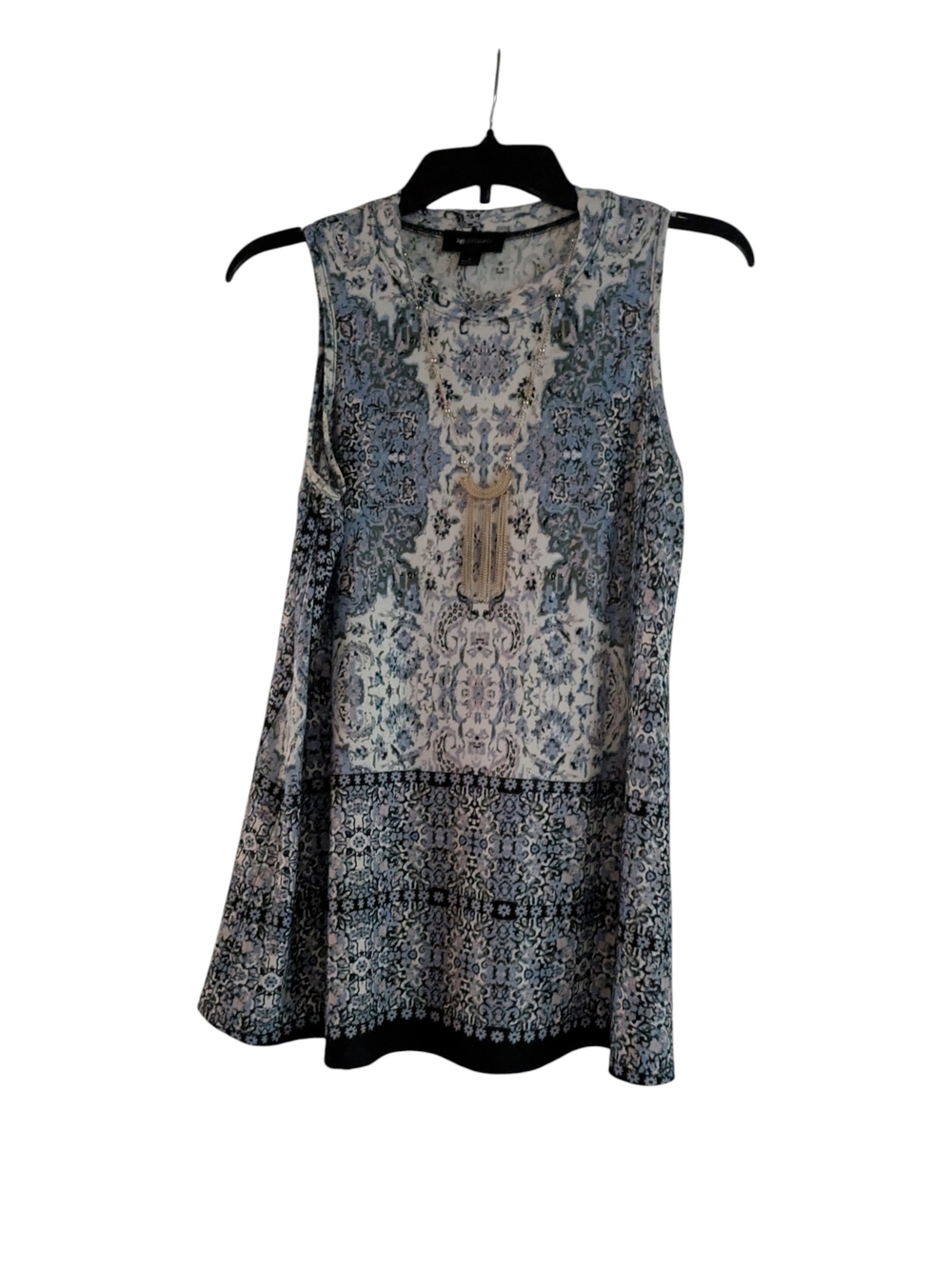 NWOT AB Studio Blue & White Printed Sleeveless Tank Size S